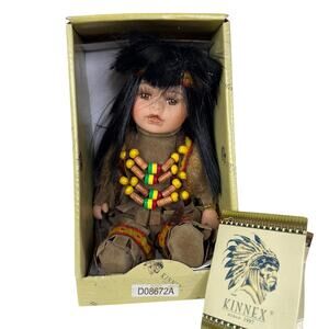 Kinnex Heirloom Little Cubs Native American 8" Porcelain Doll D08672A NWT